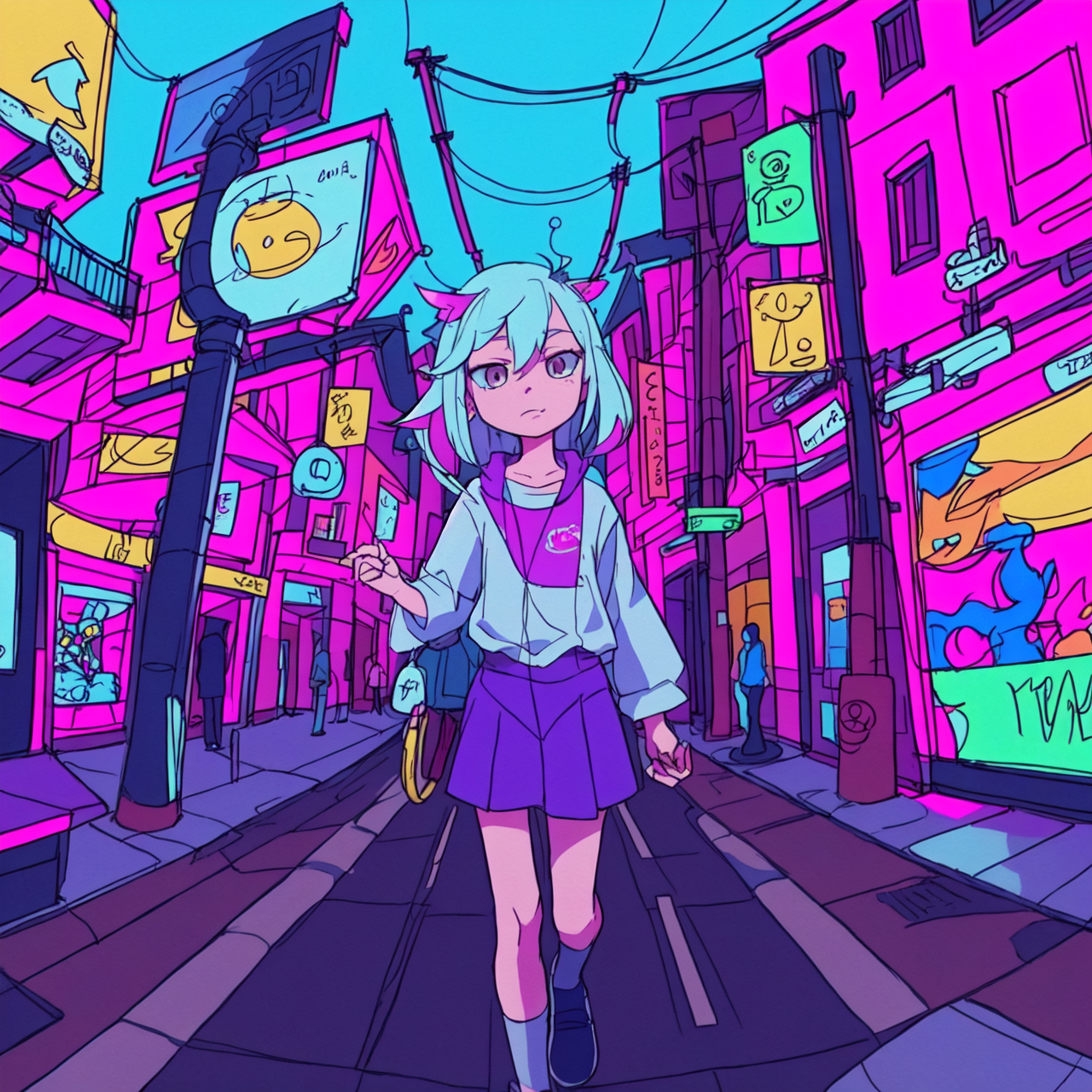 03969-3231022355-, EyestrainColors, a close up drawing of a girl walking on a street.png